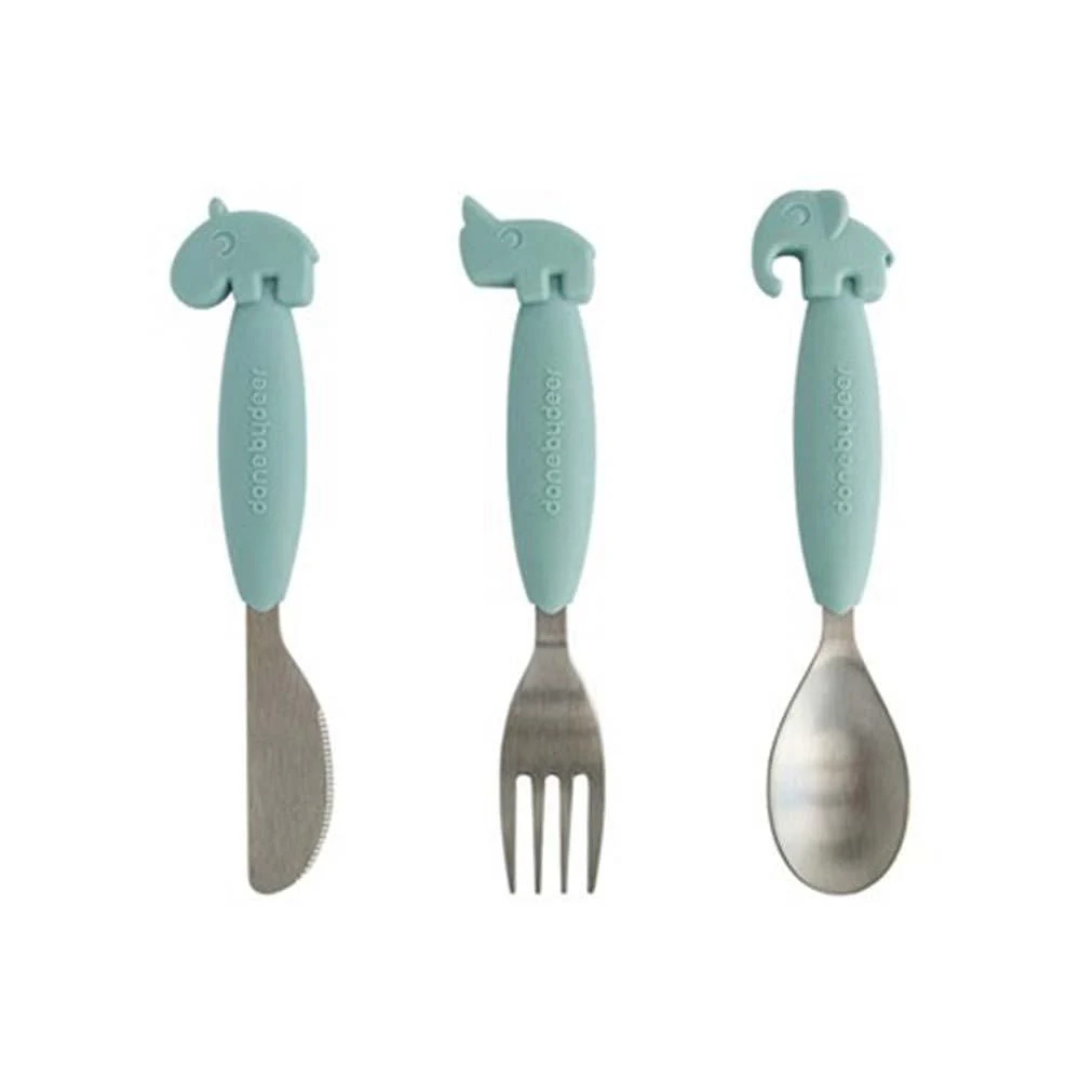 Set de Cubiertos Antideslizantes - Azul | Done by deer