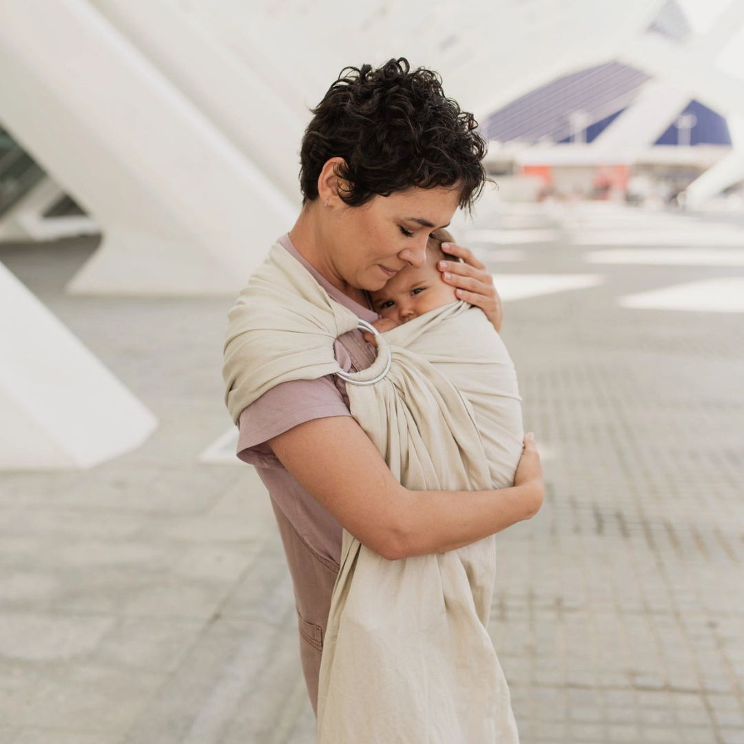 Portabebé Bandolera Ergonómica - Boba Ring Sling - Lino Pampas Beige | Boba