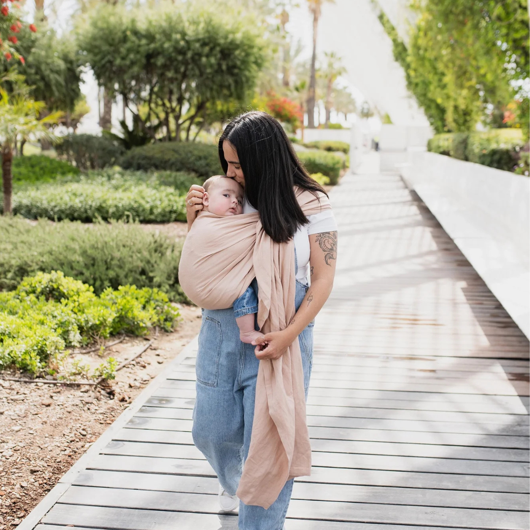 Portabebé Bandolera Ergonómica - Boba Ring Sling - Lino Peony Pink | Boba