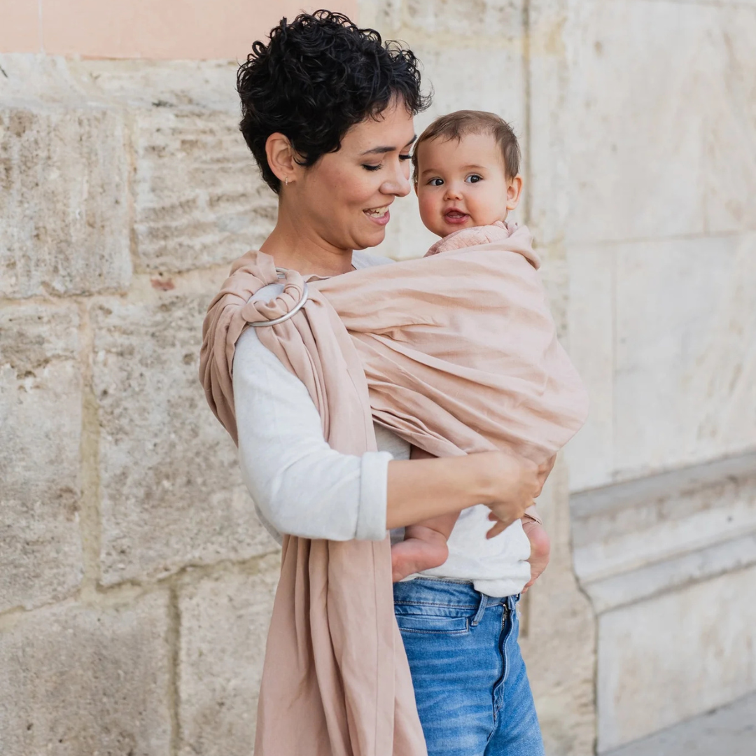 Portabebé Bandolera Ergonómica - Boba Ring Sling - Lino Peony Pink | Boba