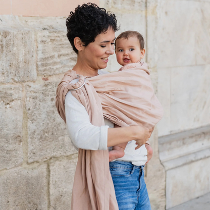 Portabebé Bandolera Ergonómica - Boba Ring Sling - Lino Peony Pink | Boba