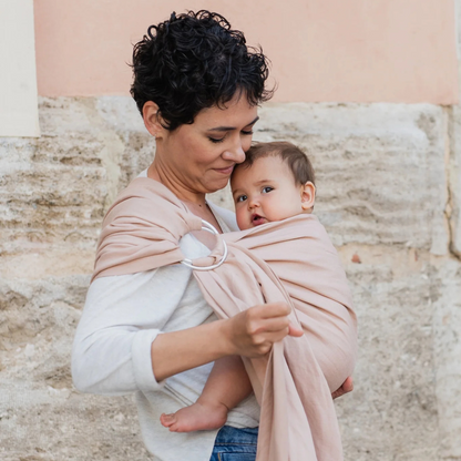 Portabebé Bandolera Ergonómica - Boba Ring Sling - Lino Peony Pink | Boba
