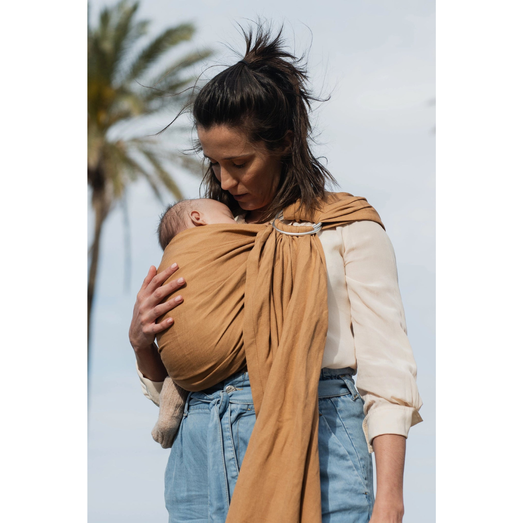 Portabebé Bandolera Ergonómica - Boba Ring Sling - Lino Rye Brown | Boba