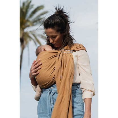 Portabebé Bandolera Ergonómica - Boba Ring Sling - Lino Rye Brown | Boba