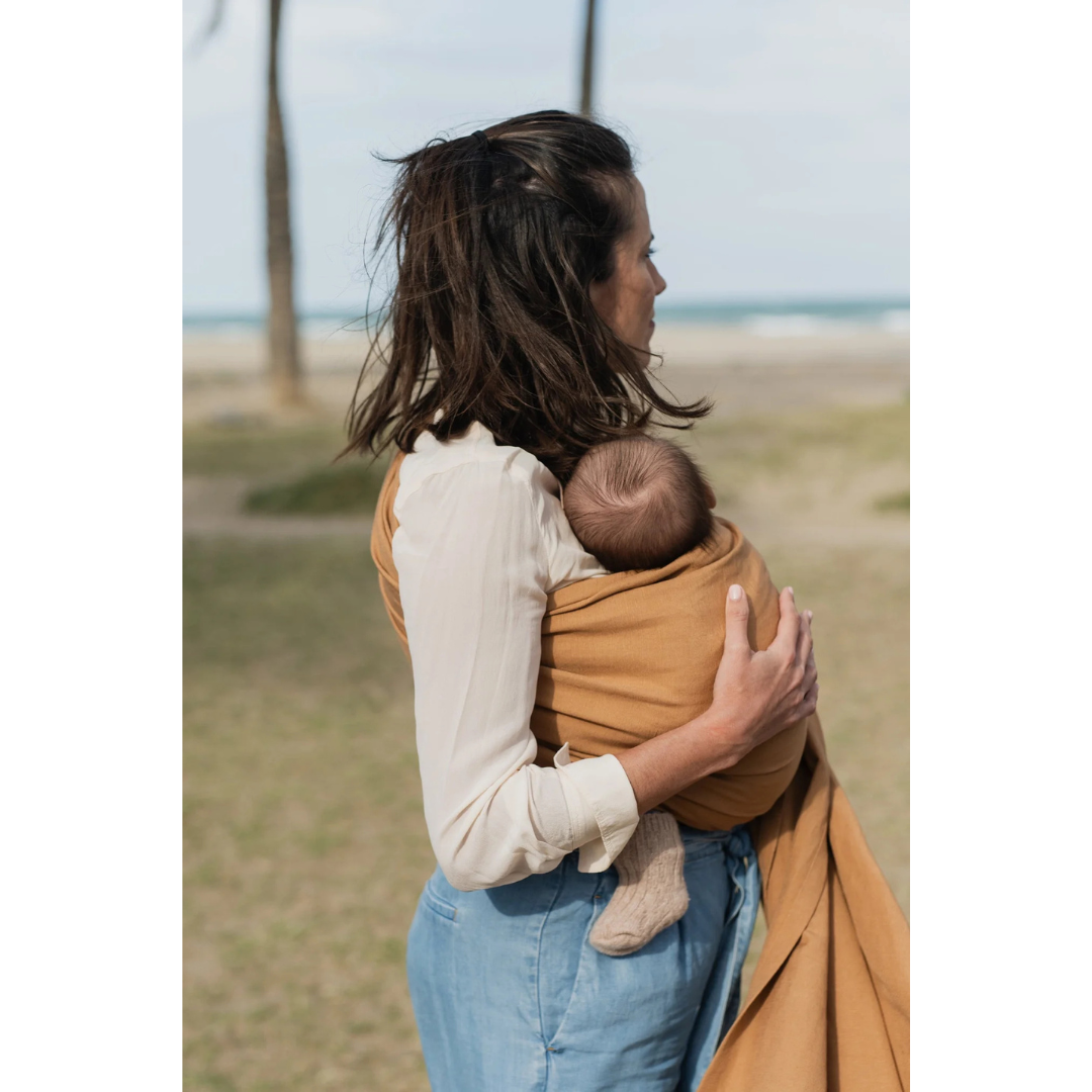 Portabebé Bandolera Ergonómica - Boba Ring Sling - Lino Rye Brown | Boba