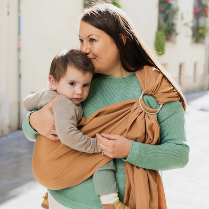 Portabebé Bandolera Ergonómica - Boba Ring Sling - Lino Rye Brown | Boba