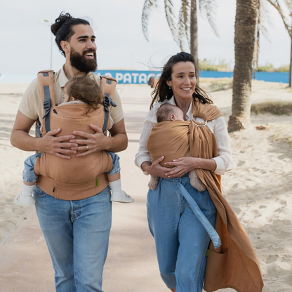 Portabebé Bandolera Ergonómica - Boba Ring Sling - Lino Rye Brown | Boba