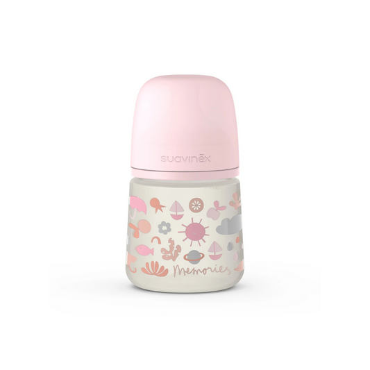 Mamadera Memories Flujo Lento con Tetina Fisiológica - 150ml - Rosada | Suavinex