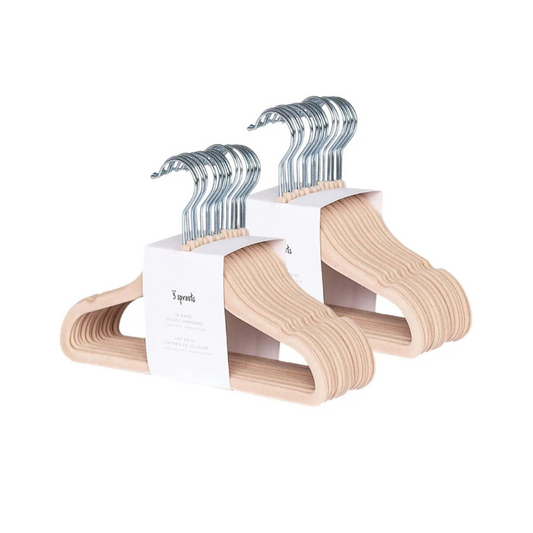 Set de 30 Colgadores de Terciopelo Antideslizantes para Ropa de Bebés y Niños - Avellana | 3 Sprouts