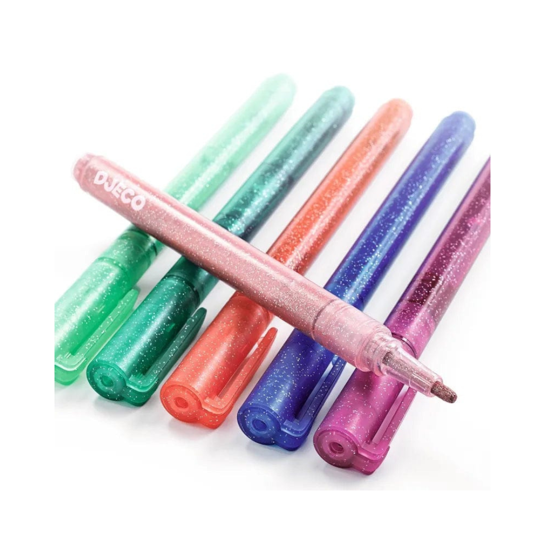 Set de 6 Lápices Plumones Glitter - Pasteles | Djeco