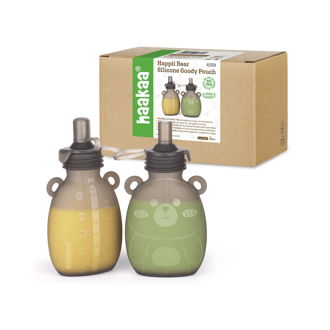 Pack de 2 Pouches de Silicona Happii Bear - 170ml | haakaa
