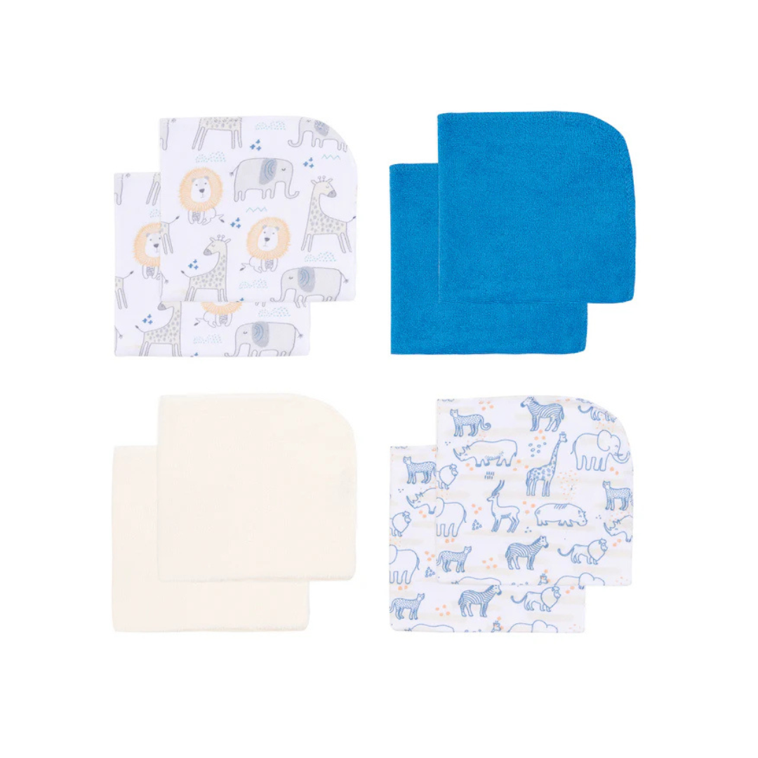 Pack de 8 Toallitas de Limpieza de Algodón - Safari Leon | Bambino