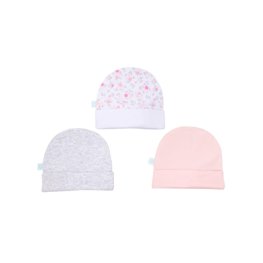 Set 3 Gorros 100% Algodón - Flores | Bambino