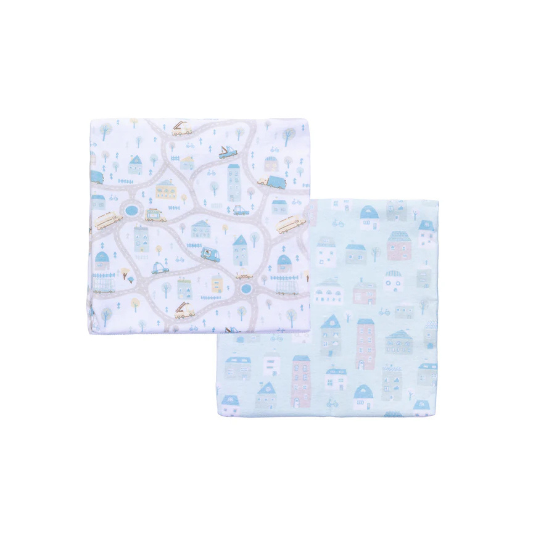 Set 2 Mantas de Franela 100% Algodón - Rutas Urbanas | Bambino