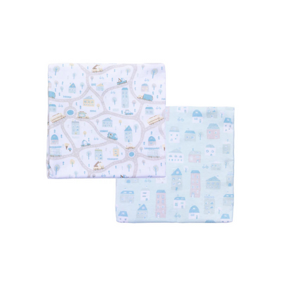 Set 2 Mantas de Franela 100% Algodón - Rutas Urbanas | Bambino