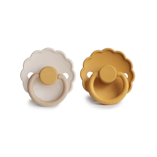 Pack de 2 Chupetes de Silicona - Daisy - Chamomile / Honey Gold | FRIGG