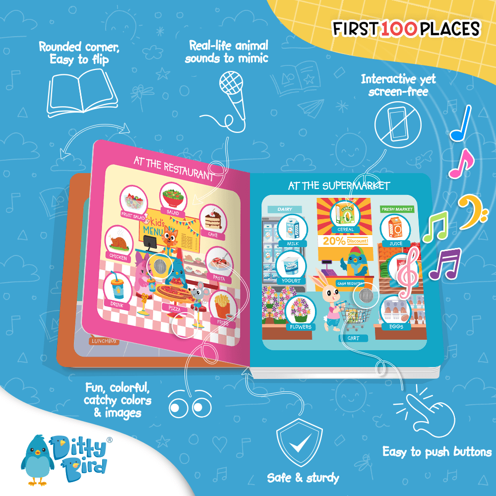 Libro Interactivo Musical - First 100 Places | Ditty Bird