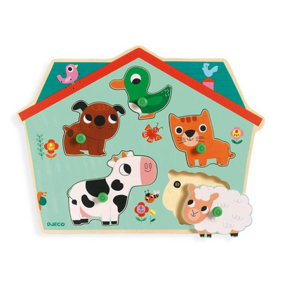 Puzzle Madera Botones y Sonido - Ouaf Woof | Djeco