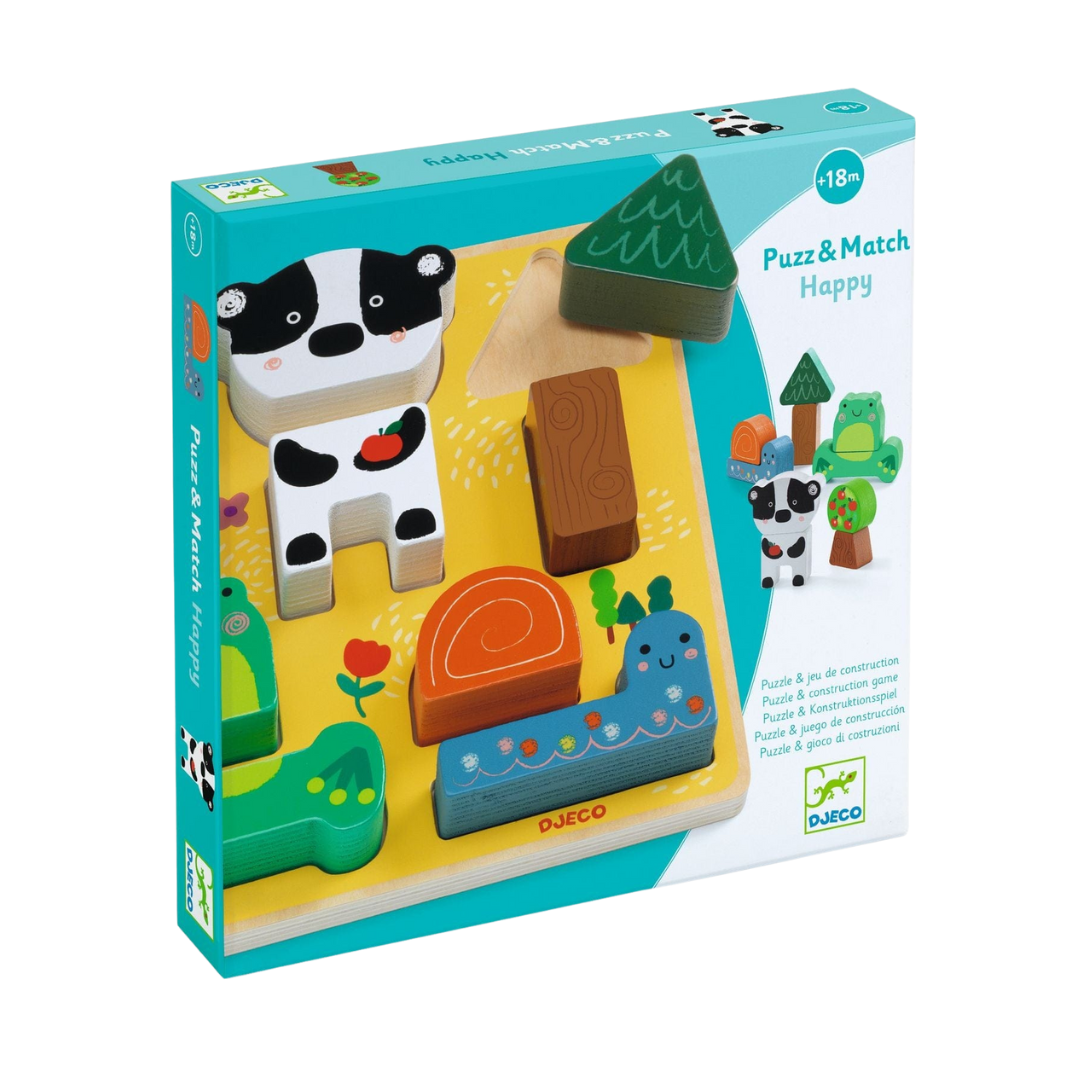 Puzzle Madera Relieve - Puzz Match Happy | Djeco