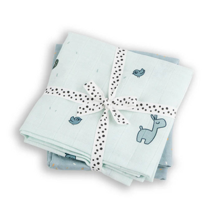 Pack 2 Muselinas Grandes GOTS - Lalee - Azul | Done by deer