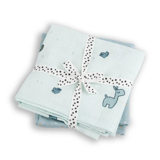 Pack 2 Muselinas Grandes GOTS - Lalee - Azul | Done by deer