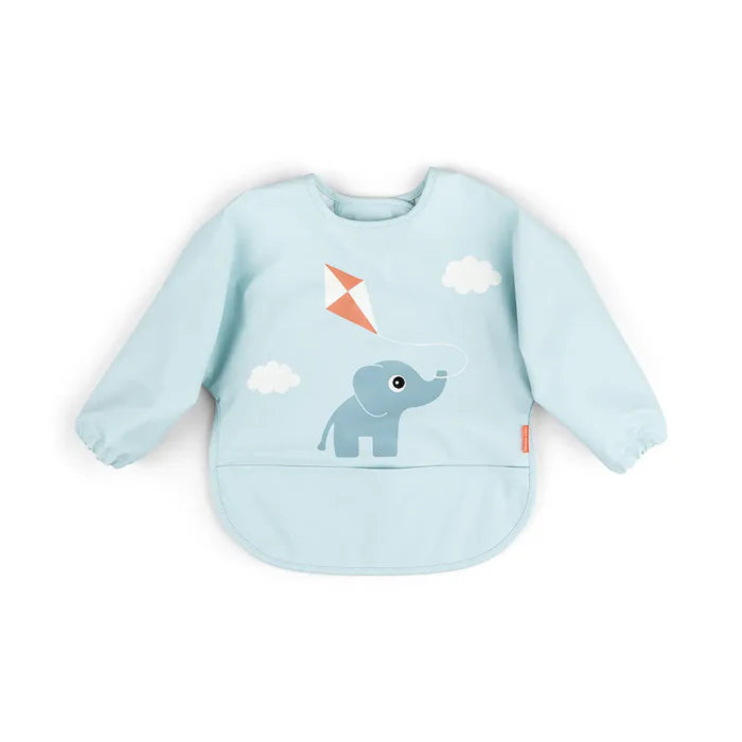 Babero Grande con Mangas y Bolsillo - Elefante - Azul | Done by deer