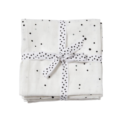 Set 2 Mantas Muselina Grande - Dreamy Dots - Negro con Blanco | Done by deer