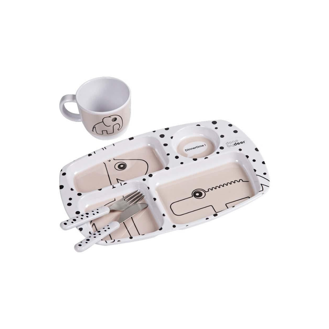 Set Vajilla 2 Piezas + Set de Cubiertos Happy Dots - Rosa | Done by deer