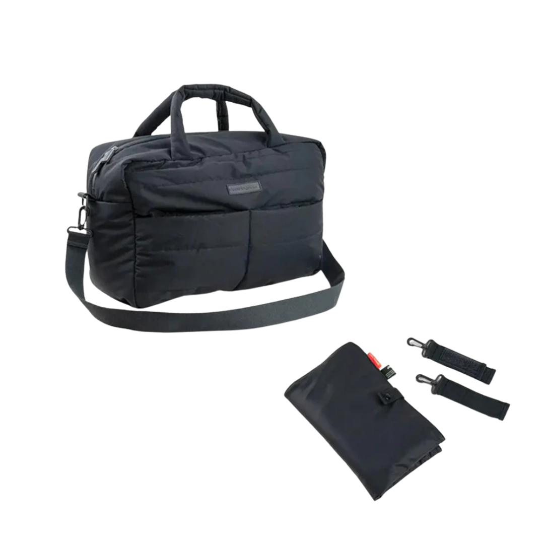 Bolso Maternal Acolchado con Mudador Portátil - Negro | Done by deer