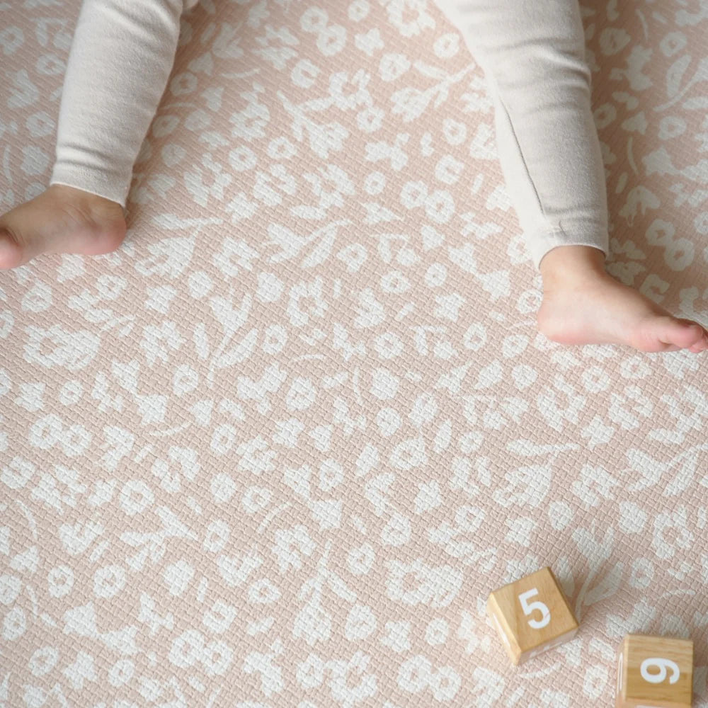 Alfombra de Juego Reversible y Antigolpes - Redondo -  Flores | Oruga Kids