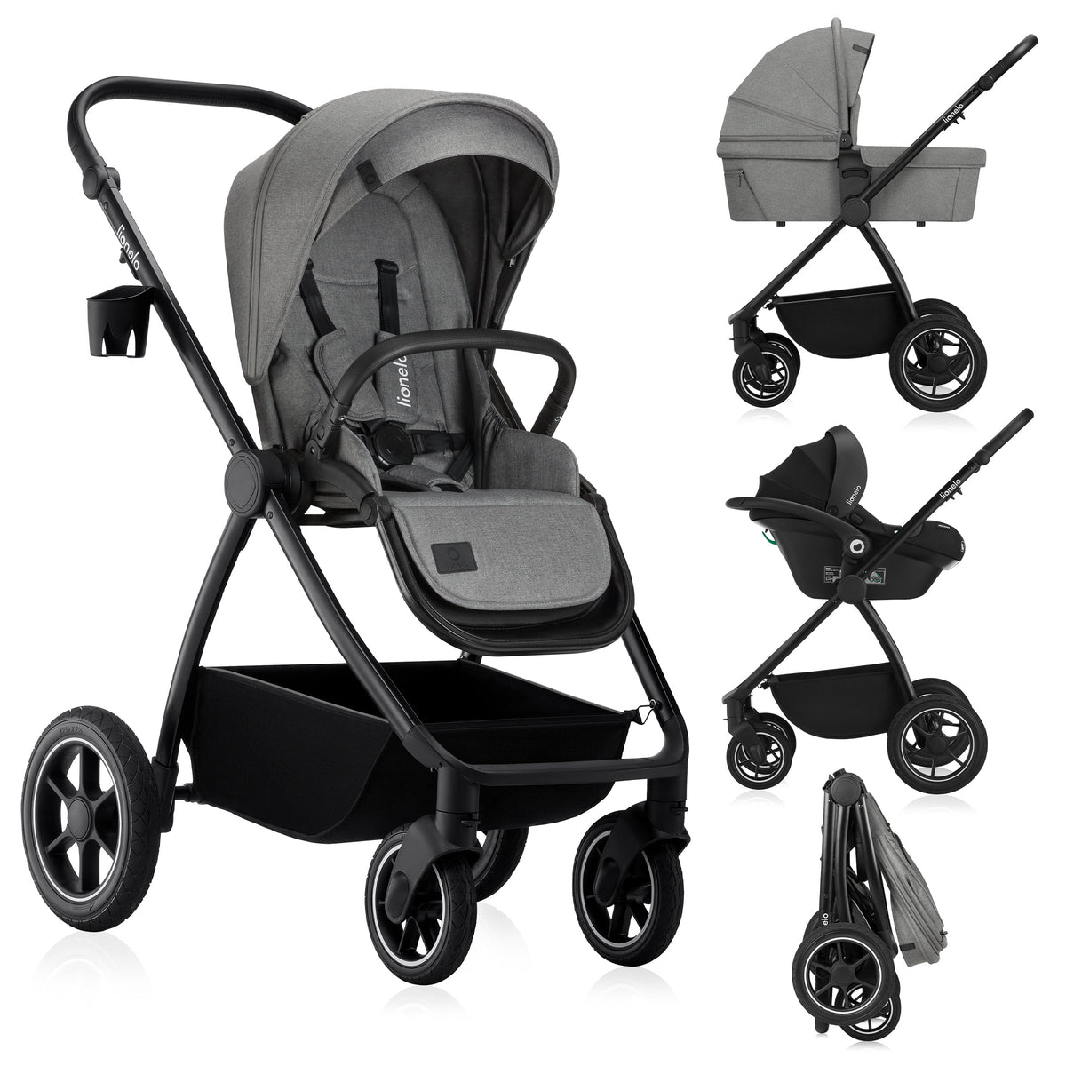 Coche Travel System 3 en 1 Meril - Grey Stone | Lionelo