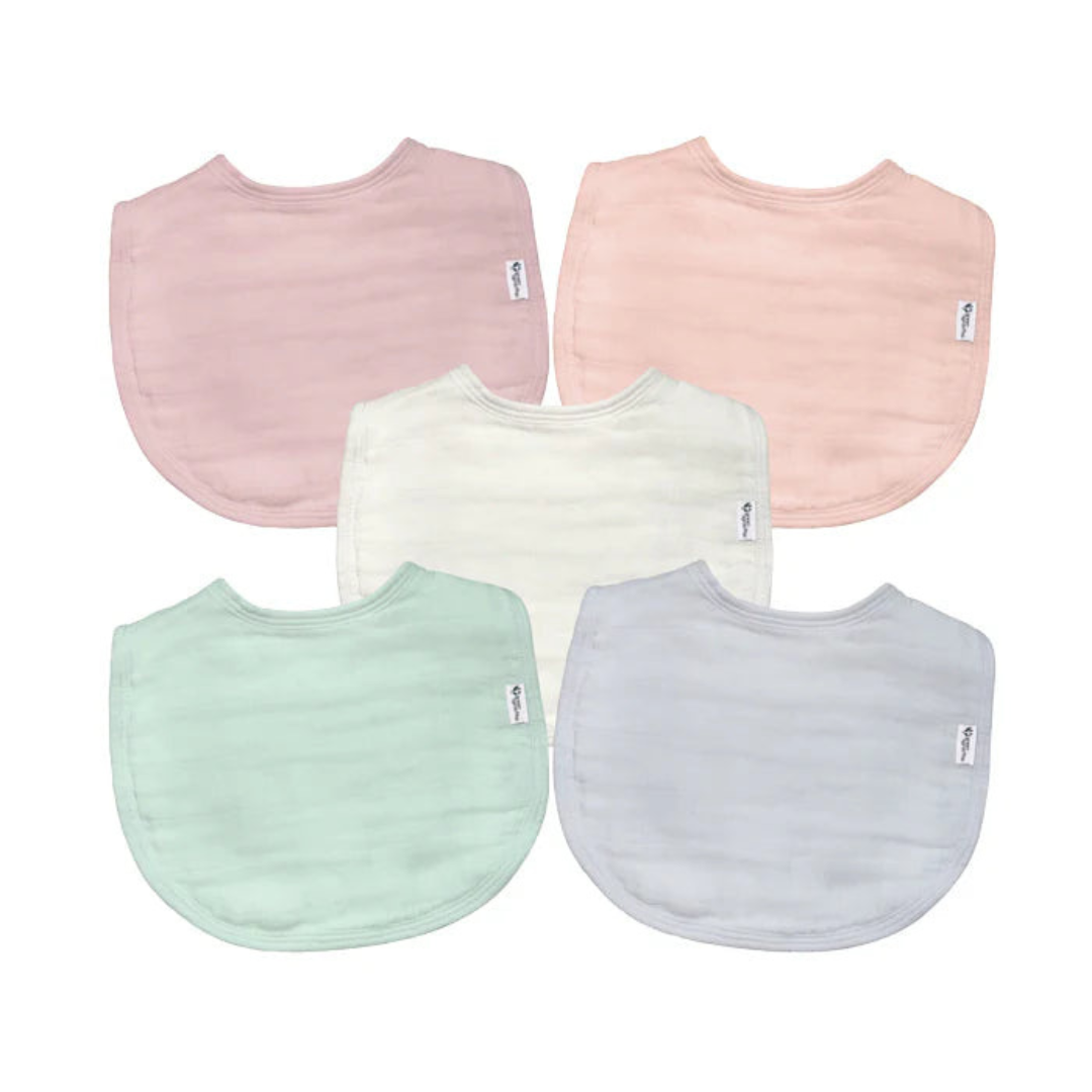 Pack 5 Baberos Muselina Algodón Orgánico - Rosa Pastel | Green Sprouts