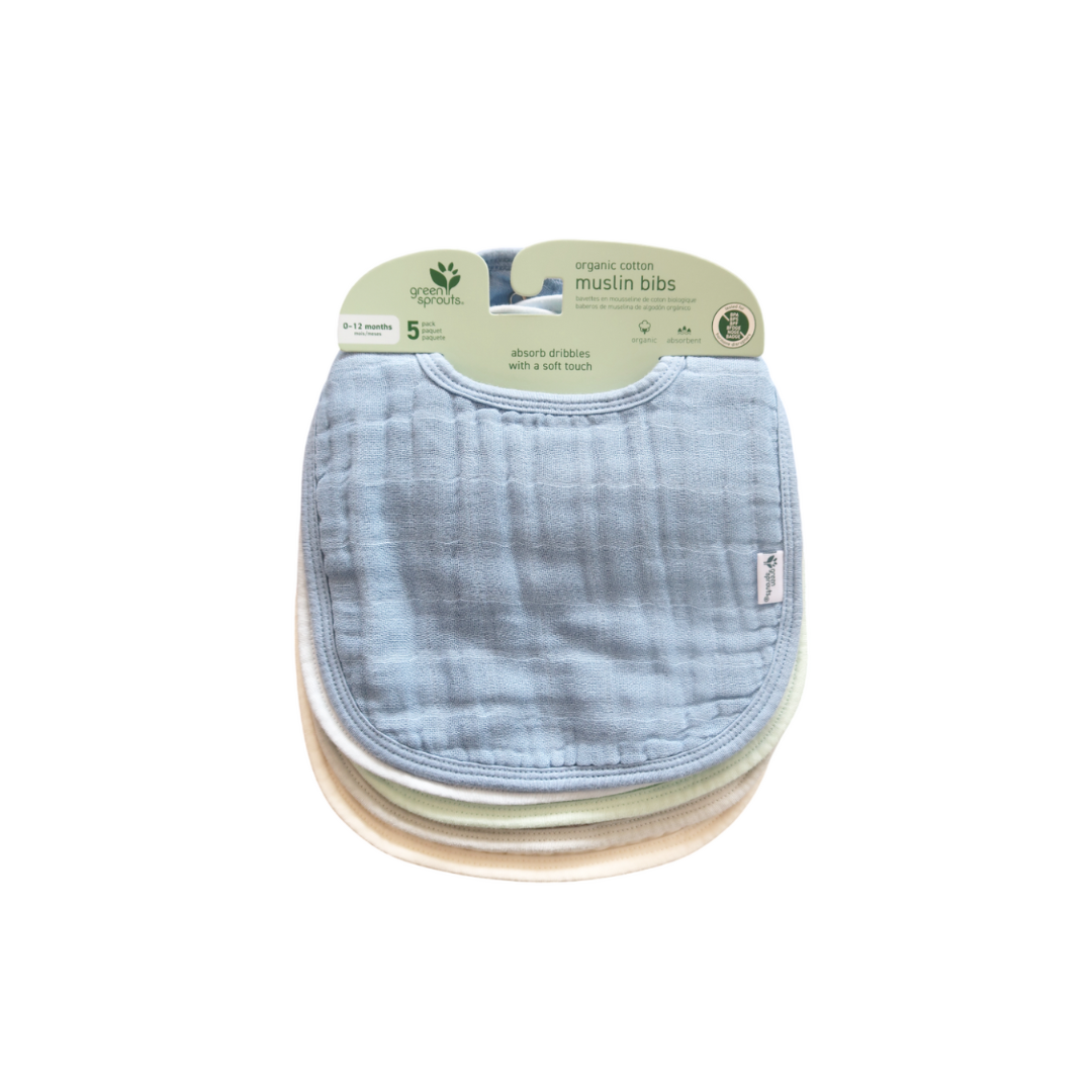 Pack 5 Baberos Muselina Algodón Orgánico - Arándano | Green Sprouts