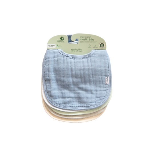 Pack 5 Baberos Muselina Algodón Orgánico - Arándano | Green Sprouts