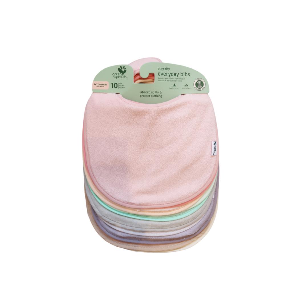 Pack 10 Baberos Impermeables - Rosa Pastel | Green Sprouts