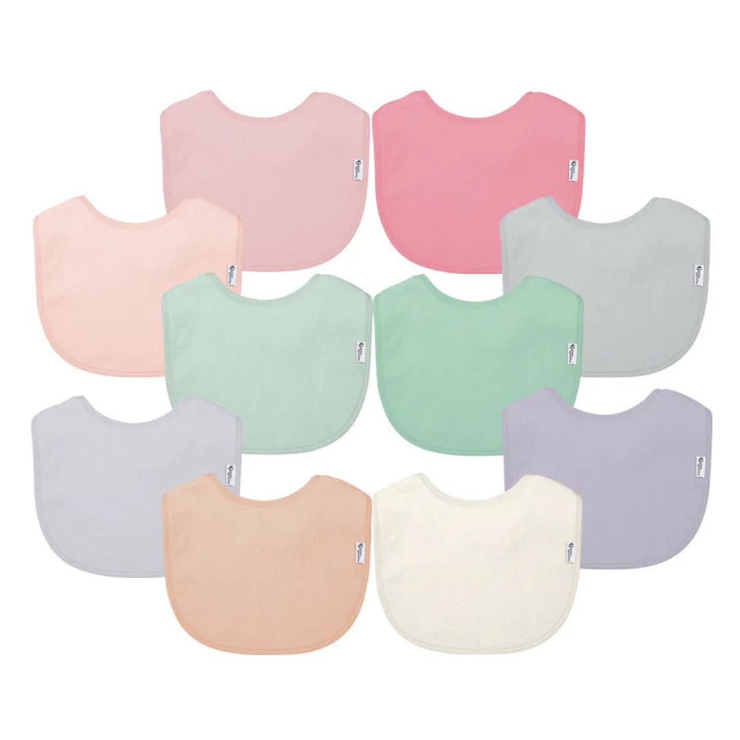 Pack 10 Baberos Impermeables - Rosa Pastel | Green Sprouts