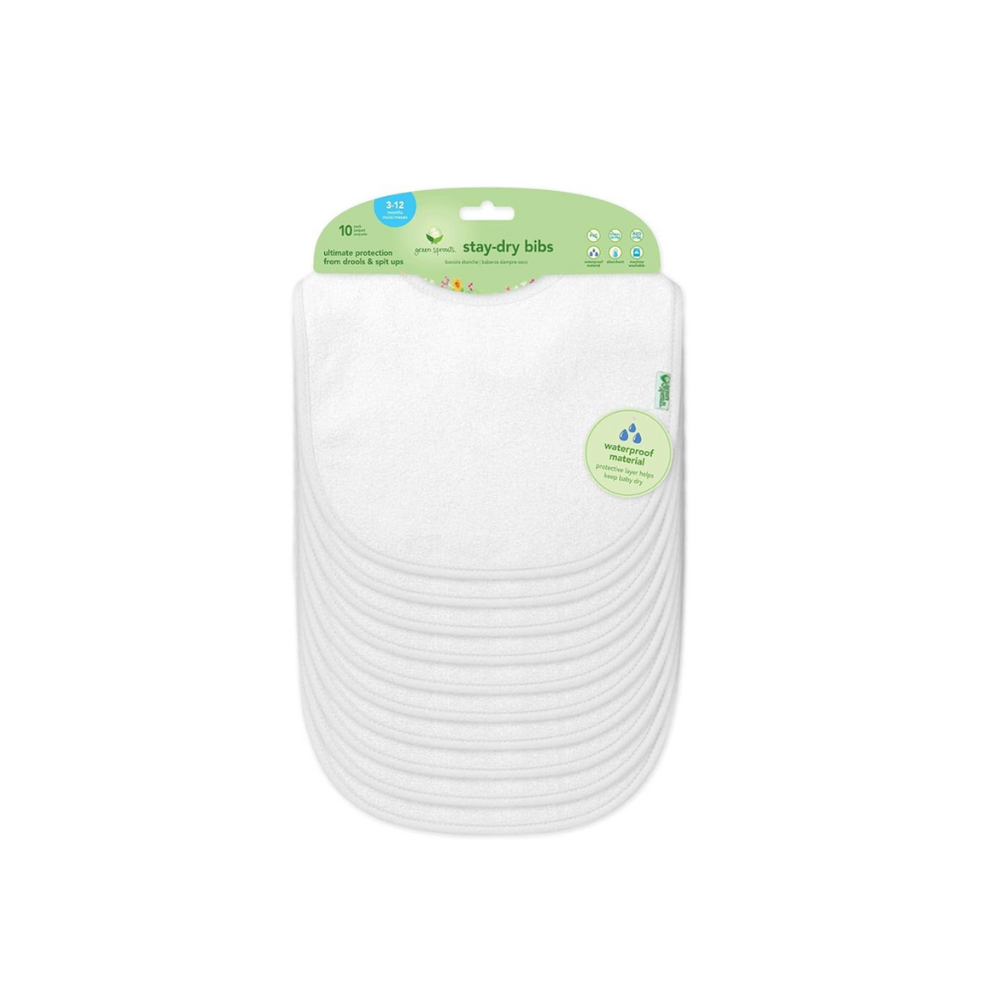 Pack 10 Baberos Impermeables - Blanco | Green Sprouts