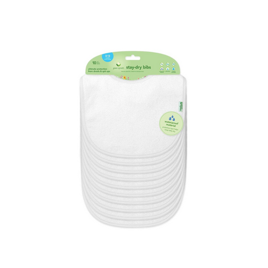 Pack 10 Baberos Impermeables - Blanco | Green Sprouts