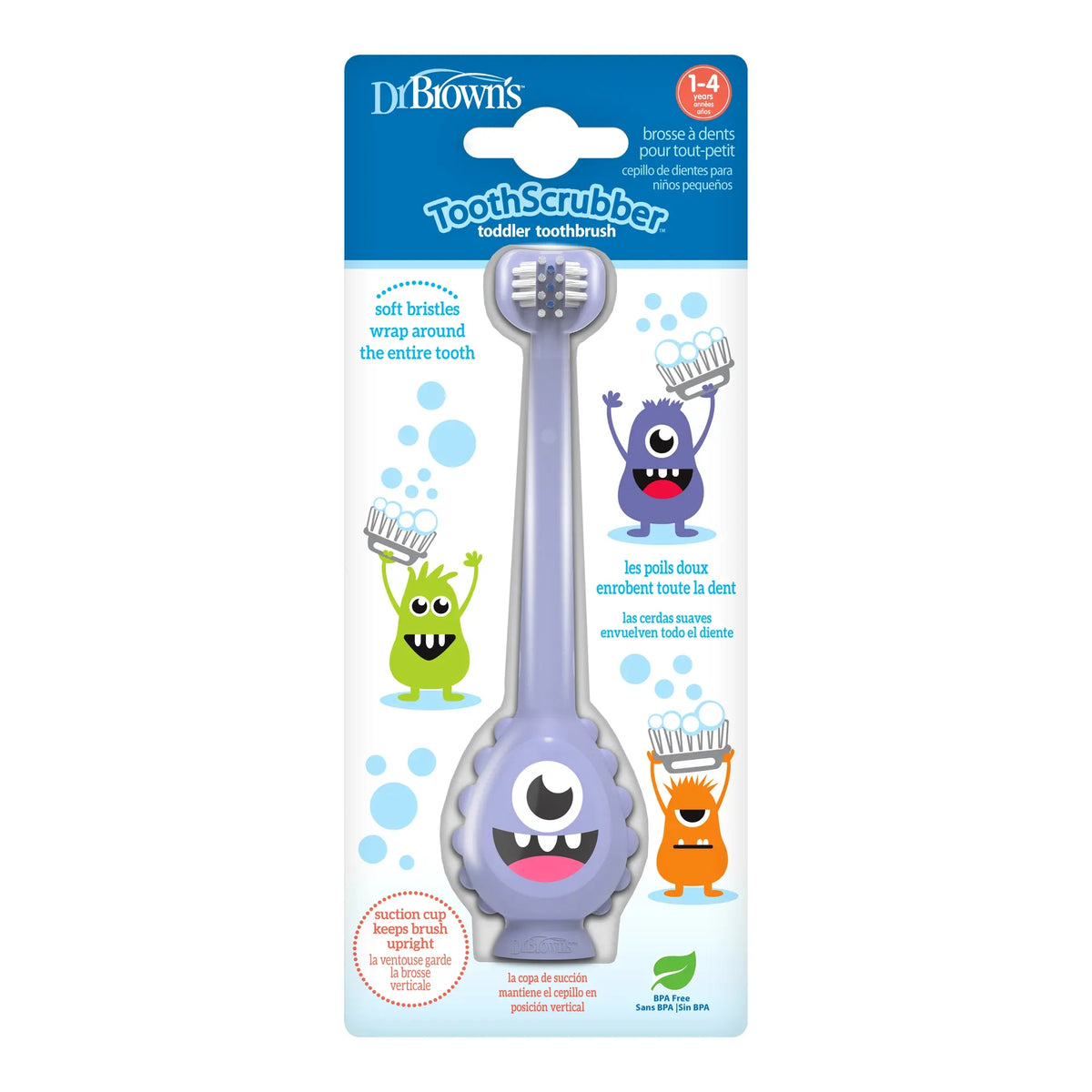 Cepillo de Dientes para Bebés y Niños (1-4 años) Monster - Morado | Dr. Brown's
