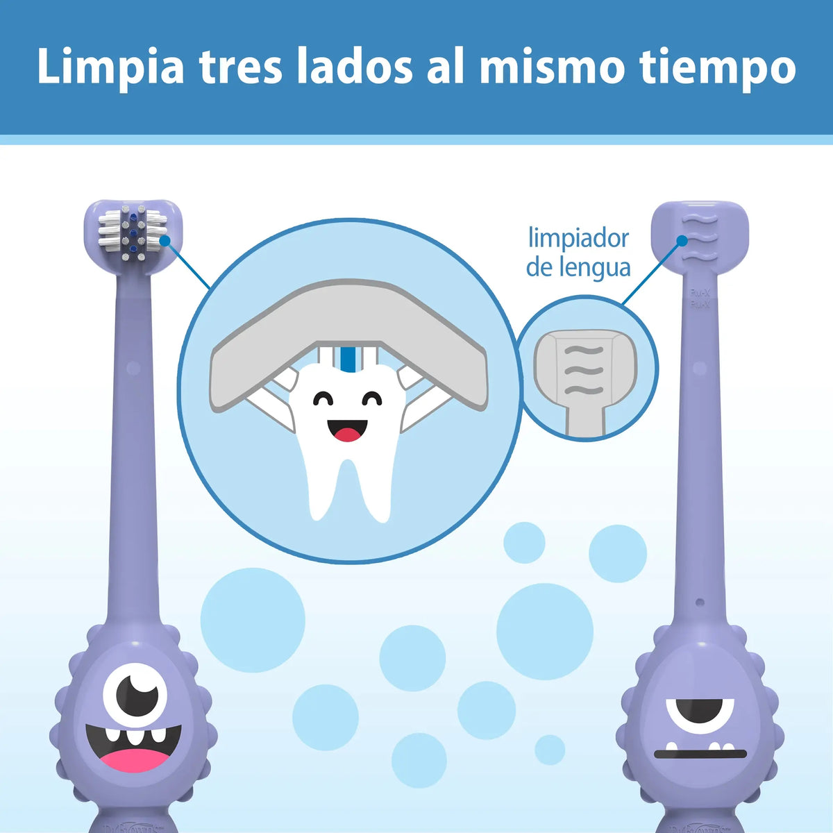 Cepillo de Dientes para Bebés y Niños (1-4 años) Monster - Morado | Dr. Brown's