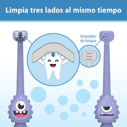 Cepillo de Dientes para Bebés y Niños (1-4 años) Monster - Morado | Dr. Brown's