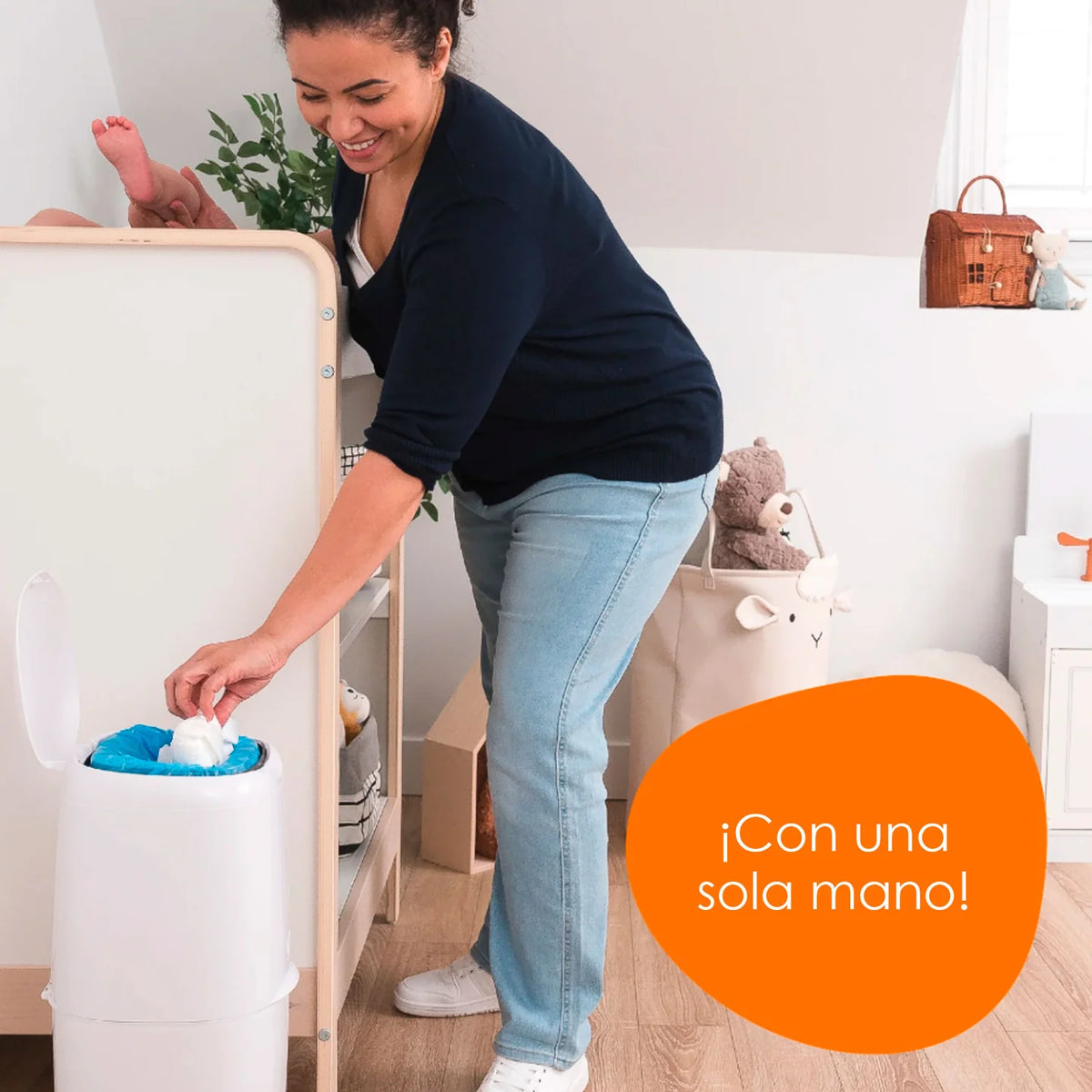 Basurero Contenedor de Pañales Compact Pail - Blanco | Diaper Genie