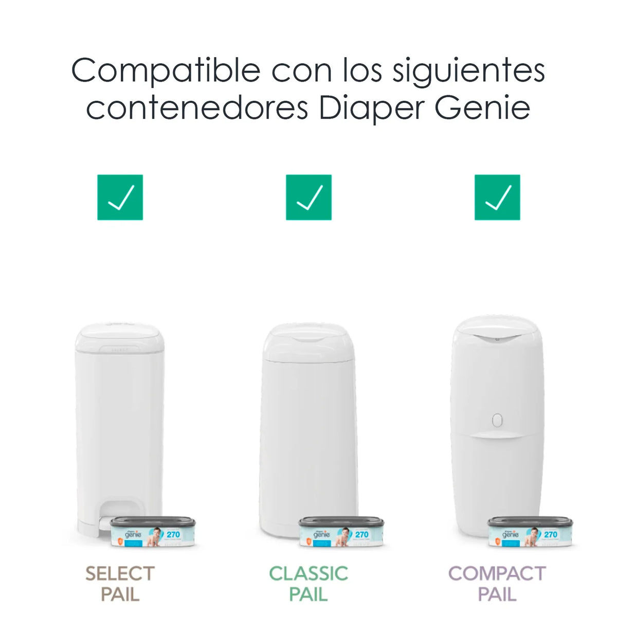 Bolsas de Repuesto para Contenedor de Pañales Diaper Genie - 270 Unidades | Diaper Genie