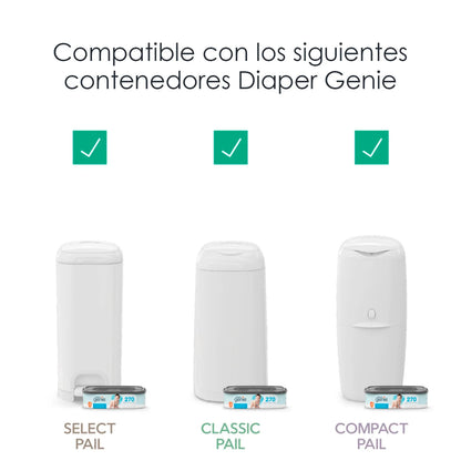 Bolsas de Repuesto para Contenedor de Pañales Diaper Genie - 270 Unidades | Diaper Genie