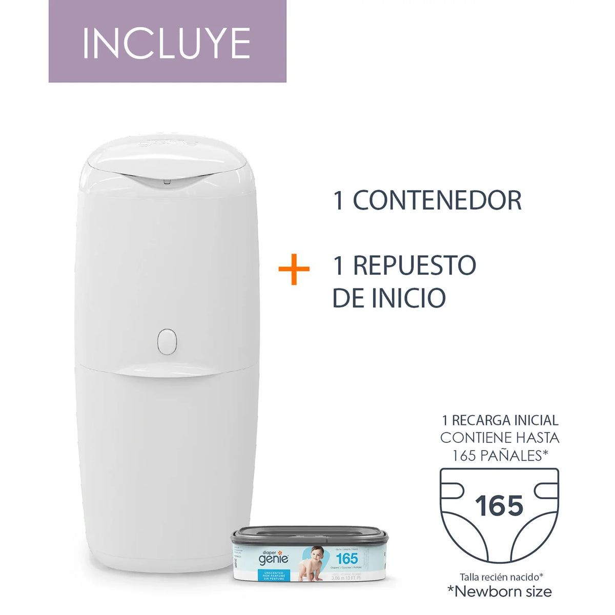Basurero Contenedor de Pañales Compact Pail - Blanco | Diaper Genie