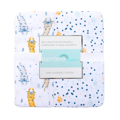 Set 2 Mantas de Franela 100% Algodón - Huella Chita | Bambino