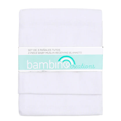 Pack de 3 Paños de Muselina - Blanco | Bambino