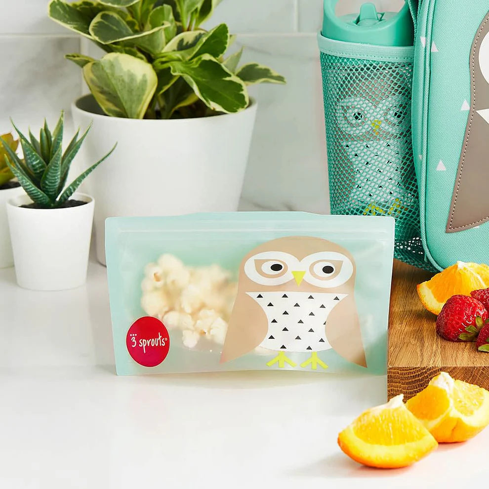 Bolsas Reutilizables para Snack - 2 unidades - Búho | 3 Sprouts