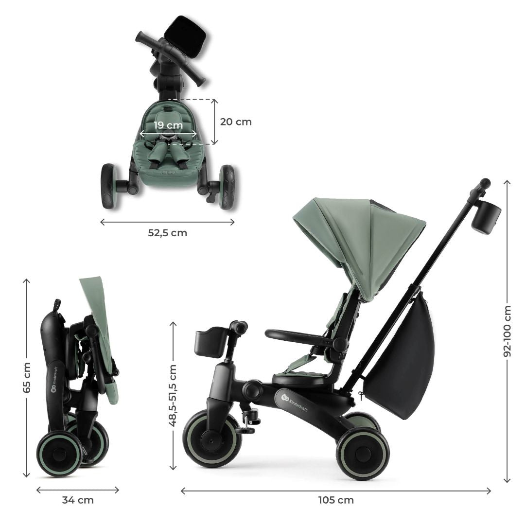Triciclo Multifuncional Jazz 6 en 1 - Green | Kinderkraft (BSS)