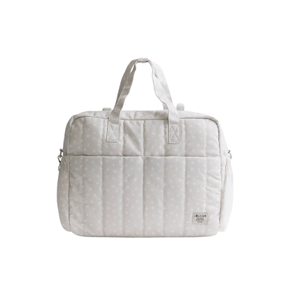 Bolso Maternal Quilt - Beige con Flores Blancas | Lounge